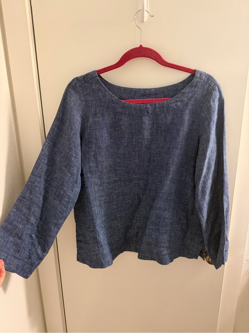 Sigrid and Olsen matching set Blue 100% Linen Boatneck Top / wide leg pants